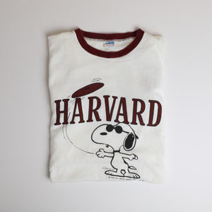 Vintage Harvard Snoopy Ringer T-Shirt - Small/Medium