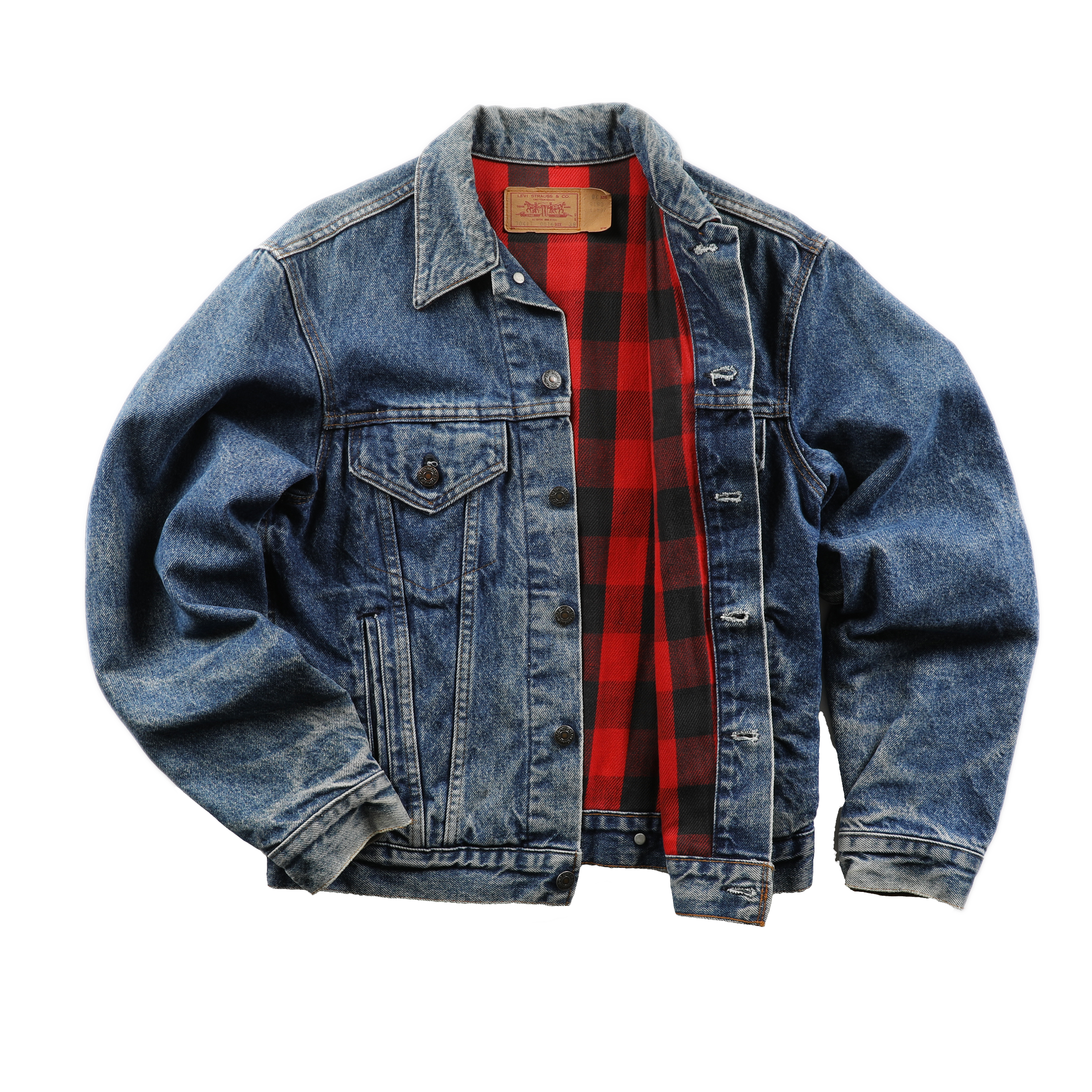 Rare Vintage Levi s Plaid Lined Denim Jacket 38